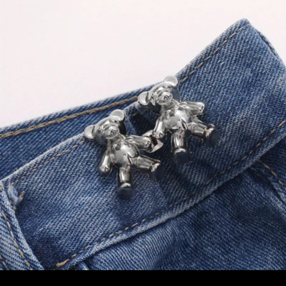 Cute Bear Button Pins For Jeans, Instant Pant Waist Tightener - Picture 1 of 6
